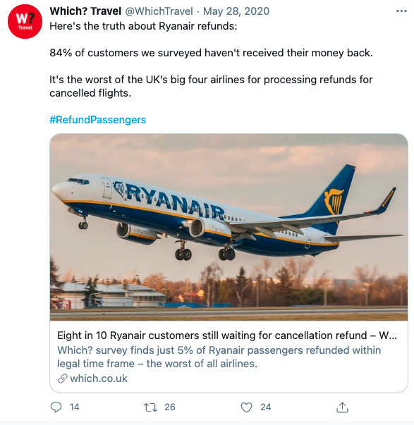 Flight refund difficulties in the news
