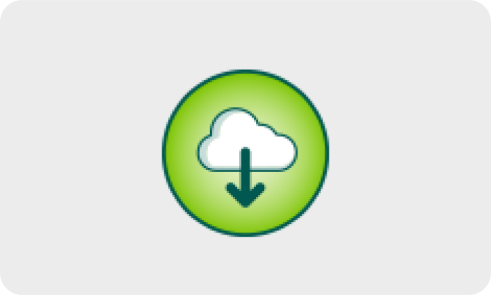 Icon of a cloud and an arrow pointing to the bottom