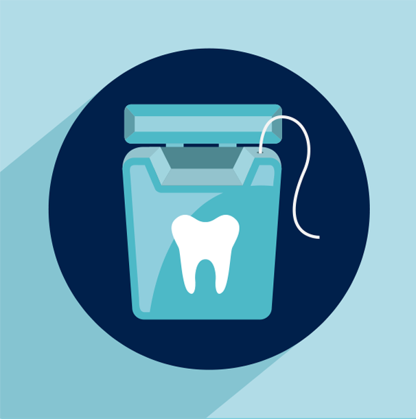 LISTERINE® Banner with a dental floss icon and a statement on flossing.