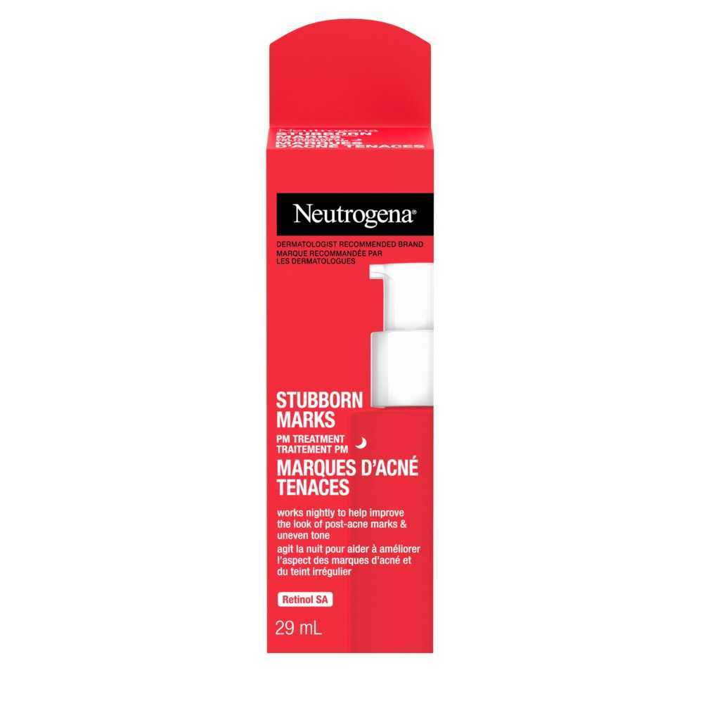 A Packet of Neutrogena® Stubborn Marks PM Treatment Lotion, Pump Bottle, 29ml