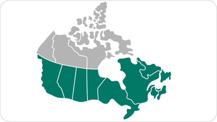 Map of Canada highlighting provinces that provide reimbursement for nicotine replacement products