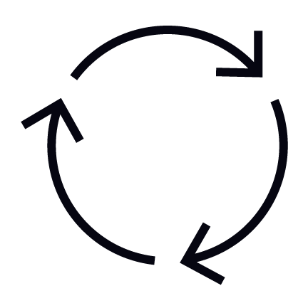 circle icon with three arrows pointing clockwise