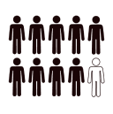 icon of 10 figures; 9 are highlighted