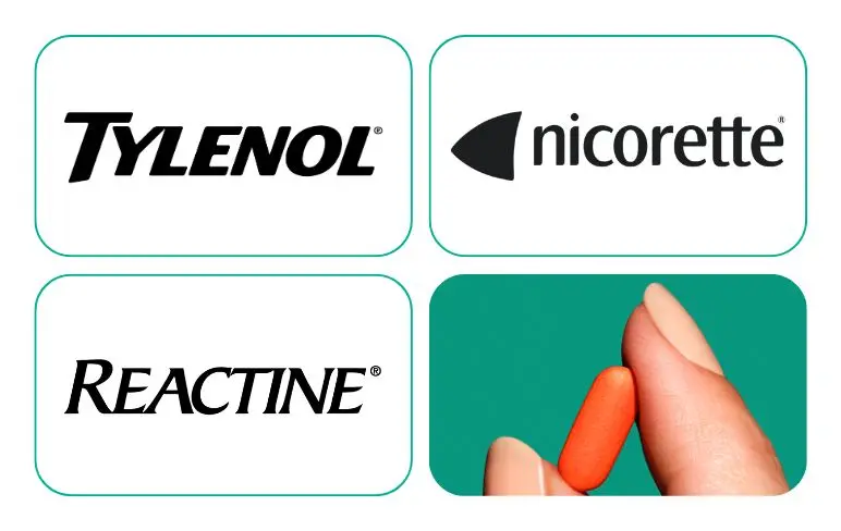 Sample brands Tylenol, Nicorette and Reactine image
