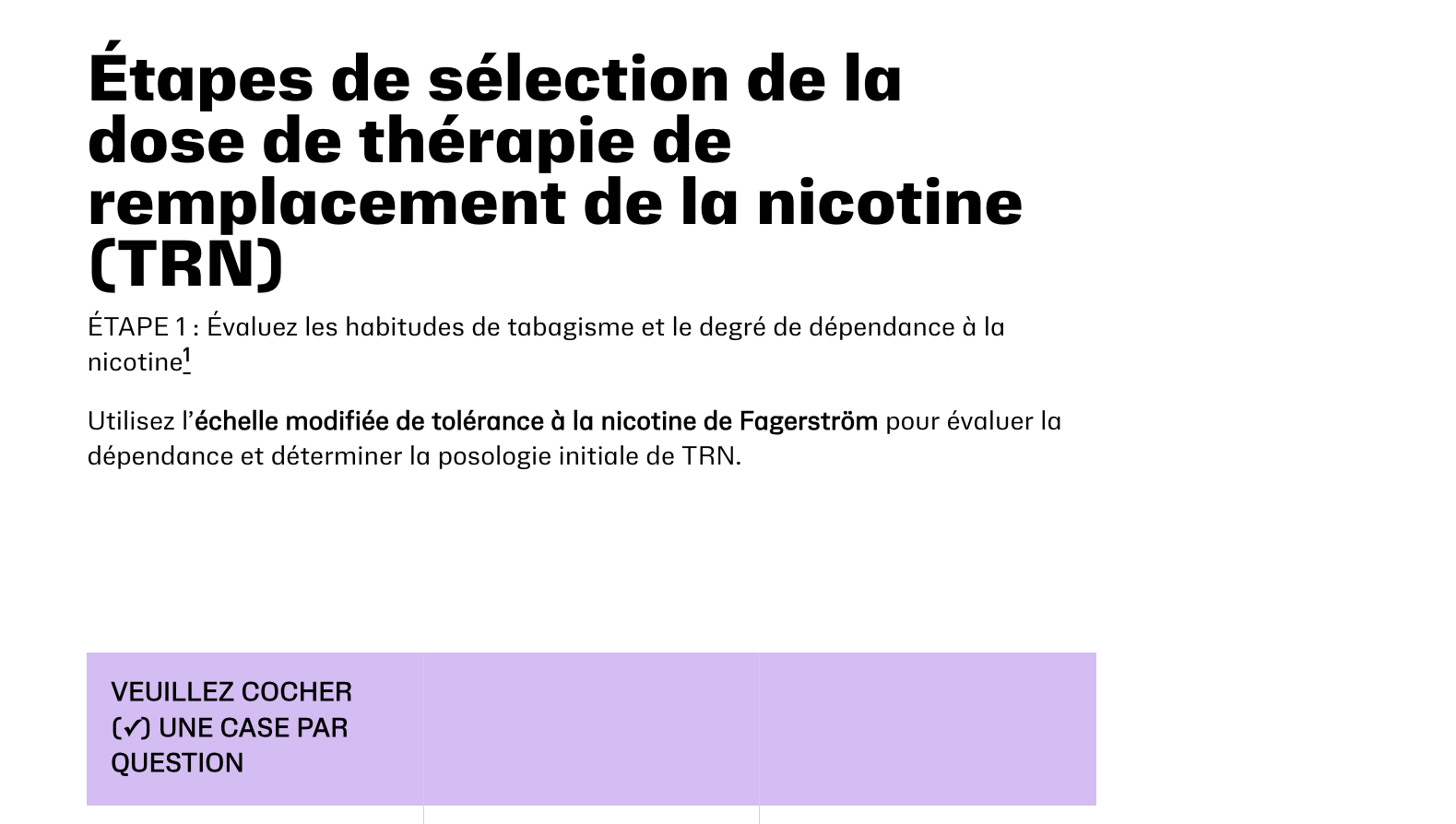 Étapes à suivre pour sélectionner une dose de TRN