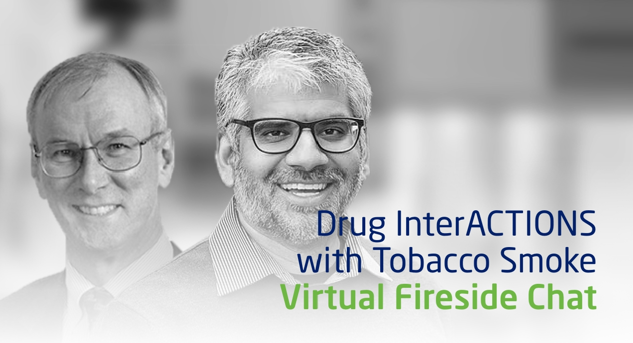 Webinar thumbnail of Dr. Andrew Pipe and pharmacist Ron Pohar, two of Canada’s foremost experts on smoking cessation, where they discuss the new Drug InterACTIONS with Tobacco Smoke tool