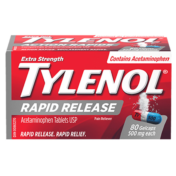 A packet of TYLENOL® Rapid Release Gelcaps for Headache Pain Relief, 80 Gel Tablets