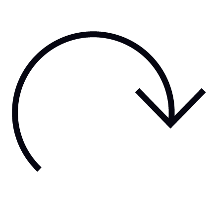 half circle with arrow pointing clockwise