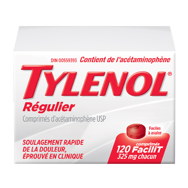 Emballage de 100 comprimés FaciliT TYLENOL® Extra fort (acétaminophène)