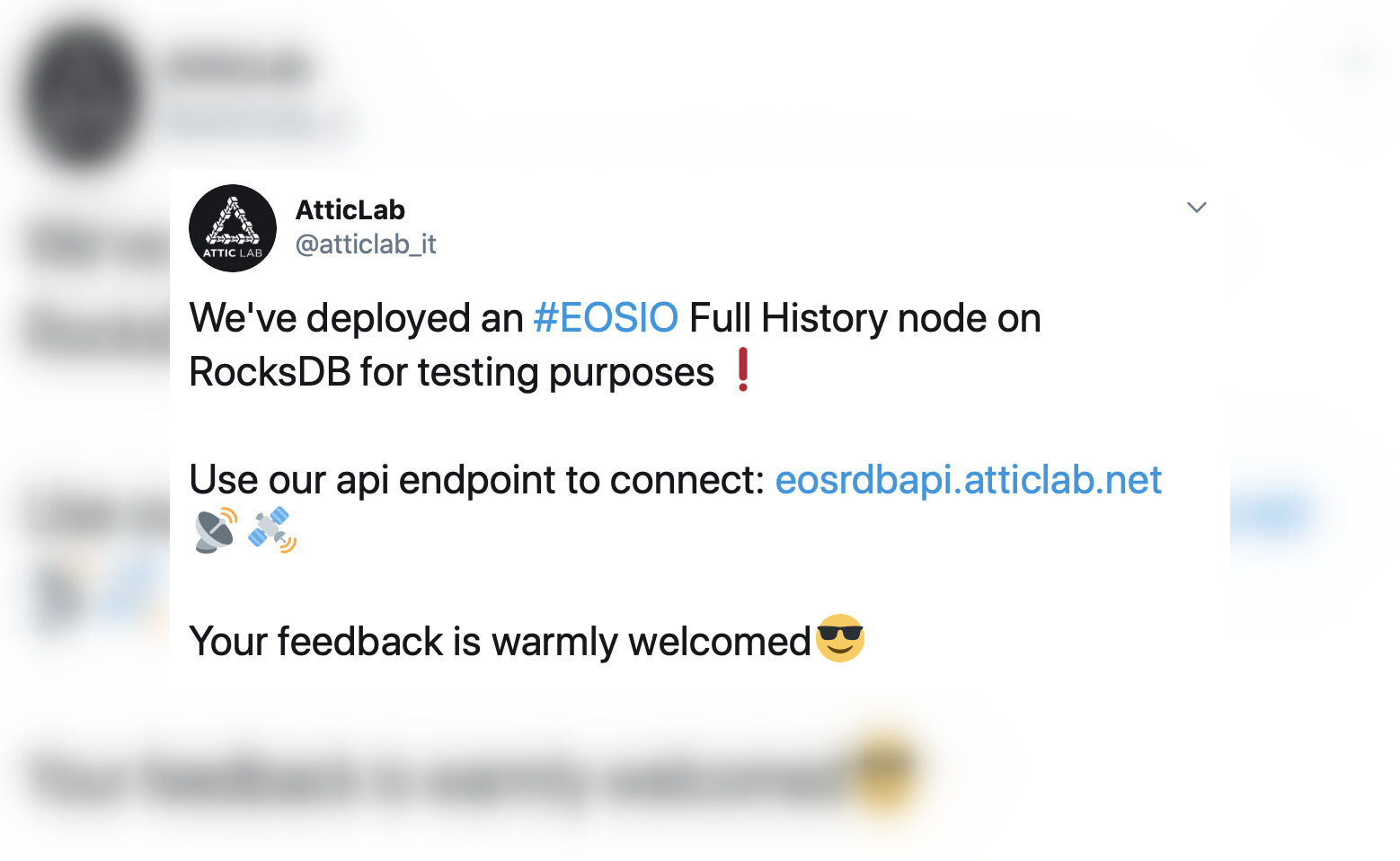 AtticLab 已在 RocksDB 上部署完 EOSIO 历史全节点