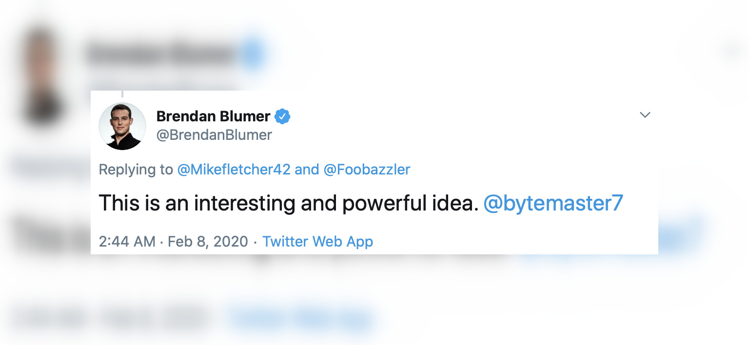 Brendan Blumer on Twitter, new insights for EOS and Voice? 