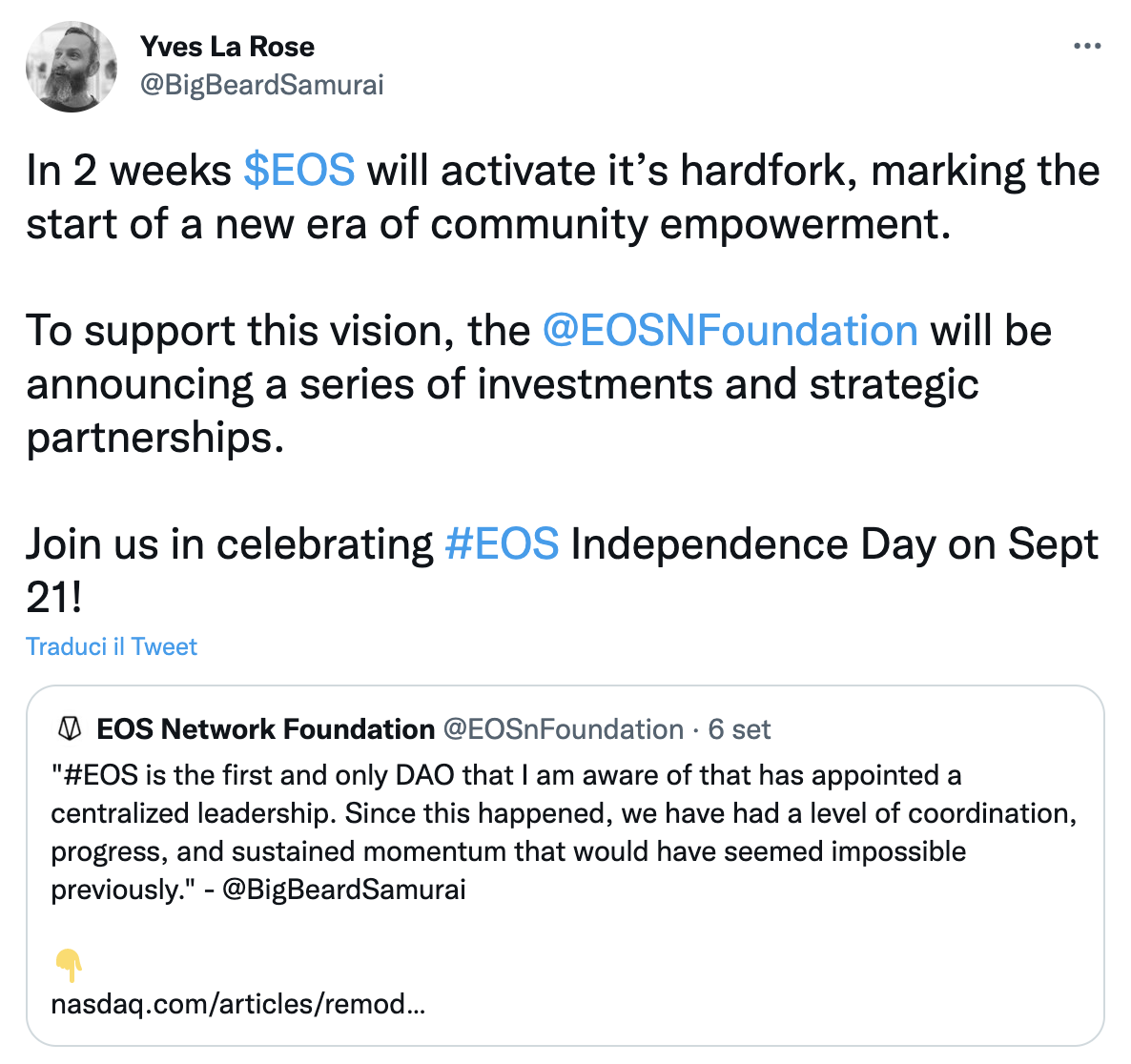 This Week Preparations for the Success of The New EOS