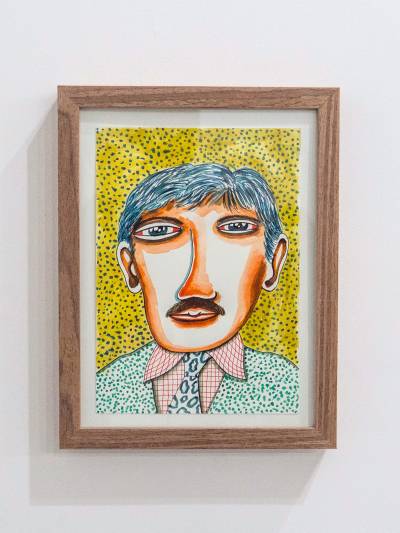 Bob London, portrait of a man with a moustache, 2019 [sold]