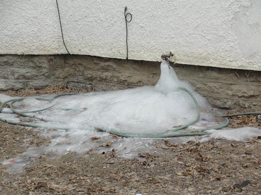 Frozen outdoor spigot