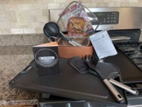 Assortment of professional cooking supplies