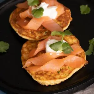 Red Pepper Pancakes with Smoked Salmon 