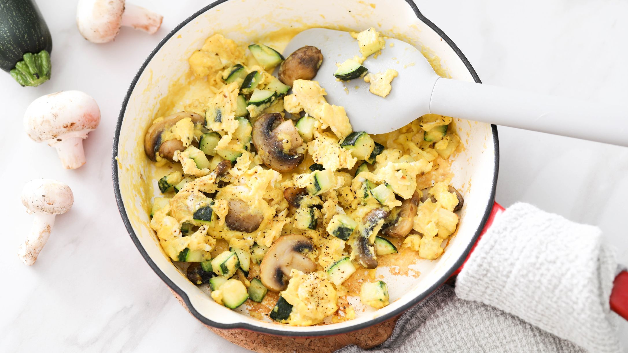 Eggs Scrambled with Sautéed Mushrooms and Zucchini Recipe | @Atkins