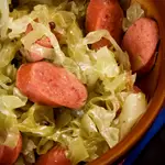 Turkey Sausage Sauté with Cabbage and Scallions 