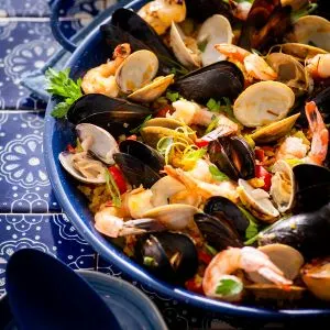Low Carb Seafood Paella Inspired Cauliflower Rice