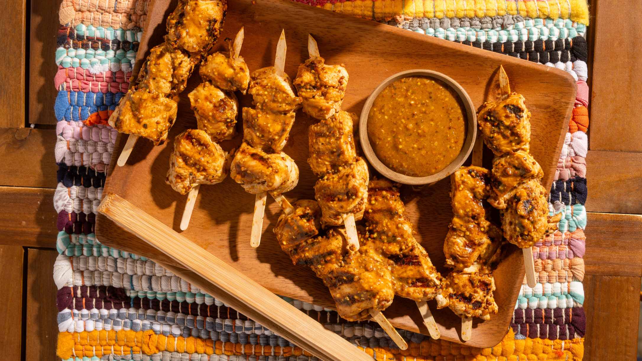 Keto Double Mustard Chicken Skewers Recipe | @Atkins