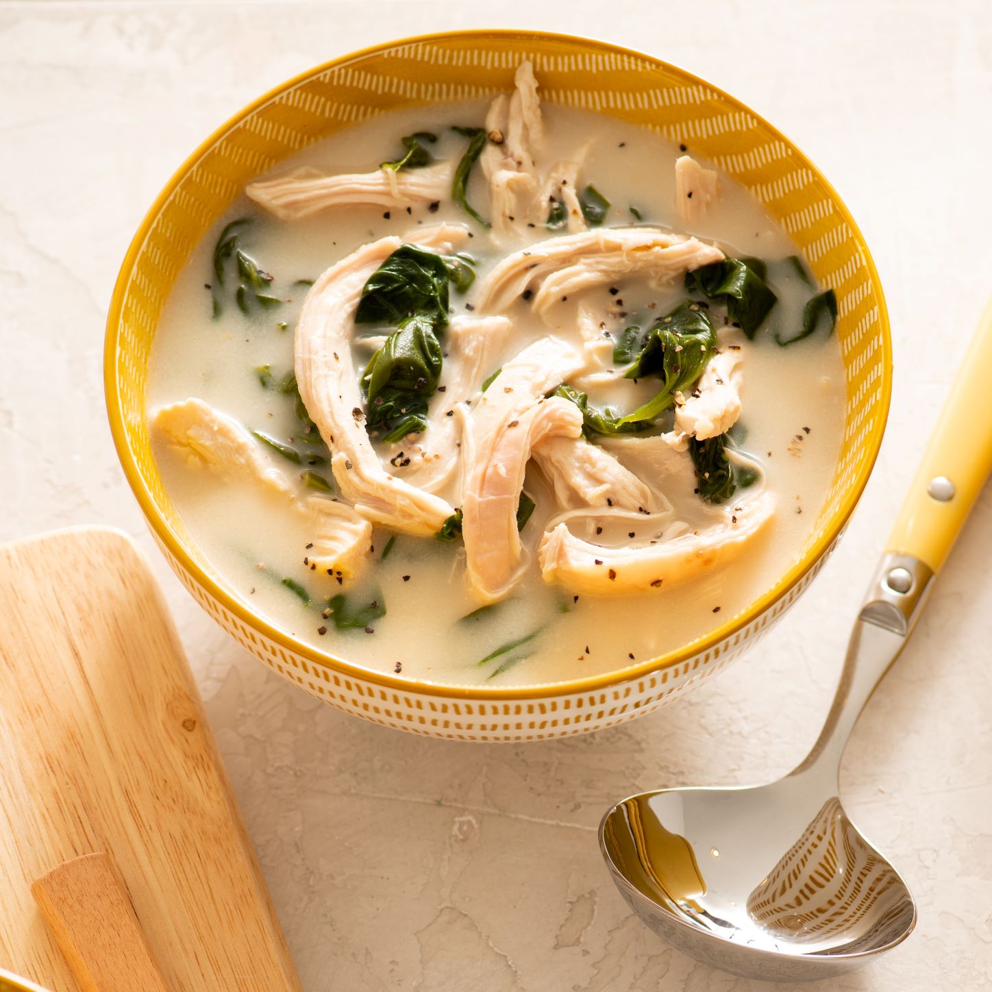 Keto Creamy Lemon-Spinach Chicken Soup Recipe | @Atkins