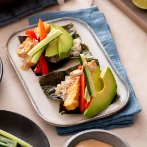 Low Carb Nori Wraps with Ginger Tempeh