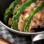 Eggs Scrambled with Asparagus, Bacon and Swiss Cheese Recipe | @Atkins