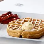 Keto Fluffy Flax Waffles with Turkey Sausage