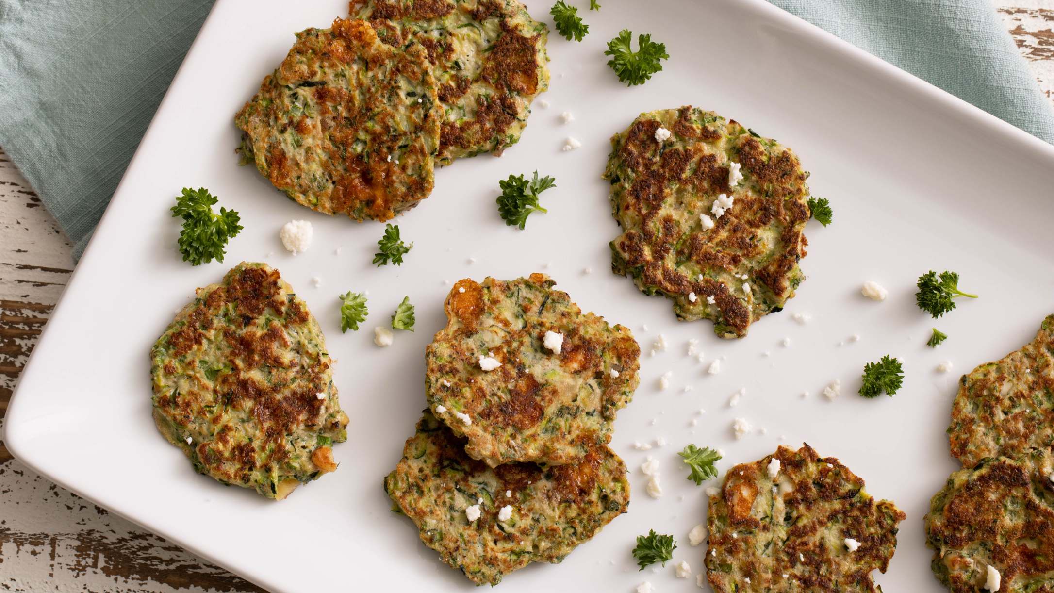 Zucchini Pancakes with Feta, Walnuts and Oregano Recipe | @Atkins