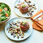 Keto Bacon Wrapped Filet with Blue Cheese Butter Sauce