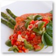 Wild Salmon Vera Cruz with Grilled Asparagus and Watercress Recipe | @Atkins