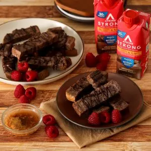 High Protein Chocolate Peanut Butter French Toast Sticks