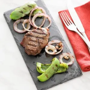 Grilled Steak with Peppers and Onions 