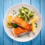 Keto Grilled Sesame Salmon over Cucumber Salad