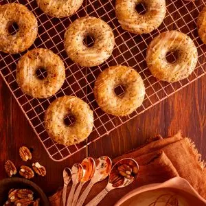 Keto Cinnamon Pecan Donuts with Maple Glaze