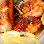 Lemony Chicken, Shrimp and Vegetable Kebabs Recipe