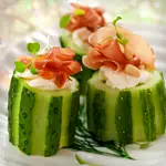 Keto Smoked Trout Mousse in Cucumber Cups 