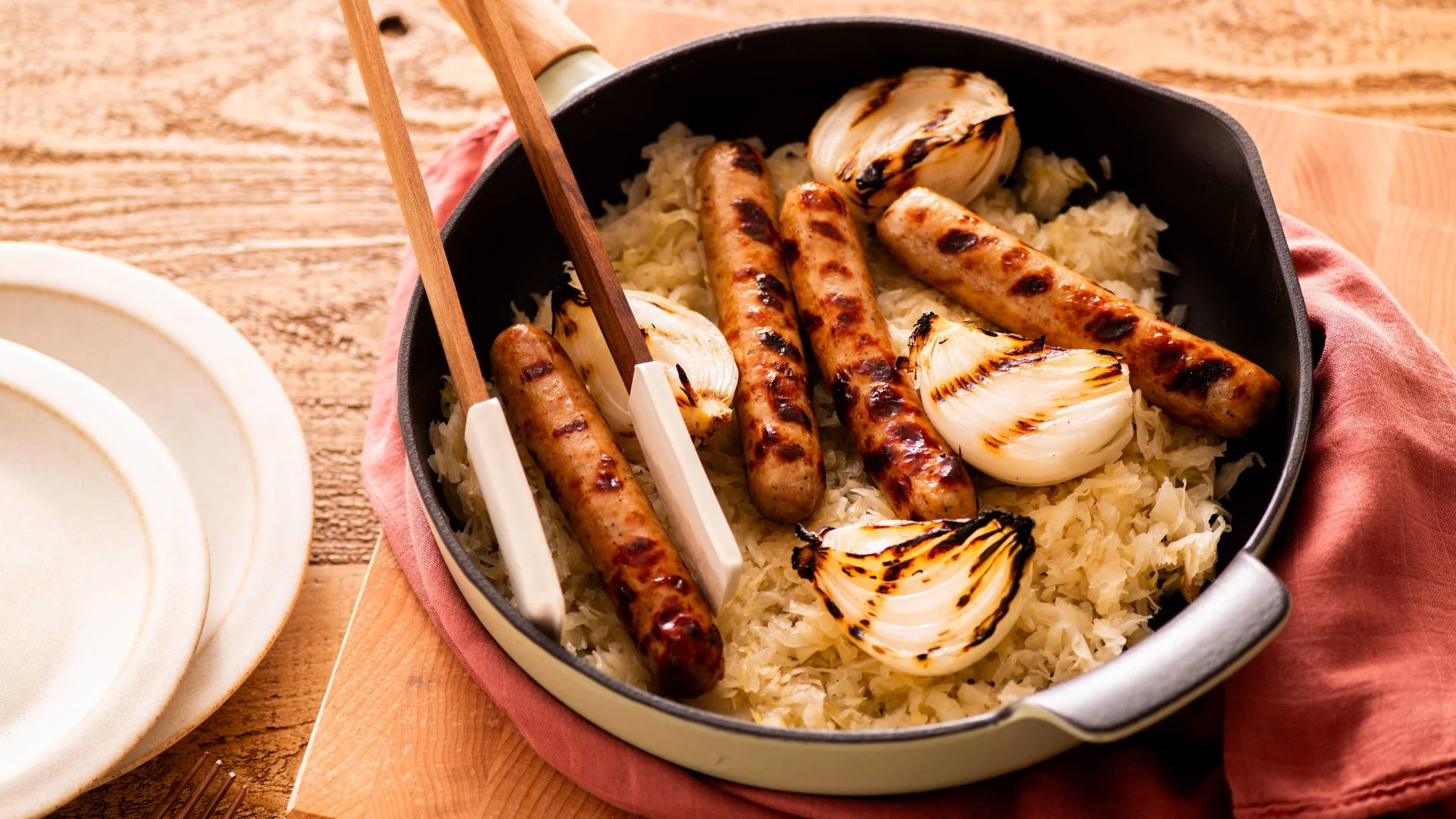 bratwurst-with-onions-and-sauerkraut