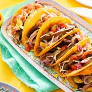 Portobello, Onion and Zucchini Tacos