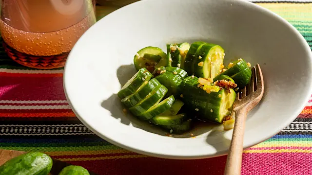 Keto Spicy Cucumber Salad with Chili Crisp Dressing