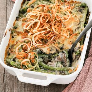 Green Bean Casserole Topped with Crispy Onions Recipe | @Atkins