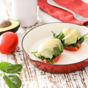 Tomato, Avocado, Spinach and Monterey Jack Stacks Recipe | @Atkins