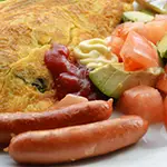 Eggs with Avocado, Tomato and Sausage