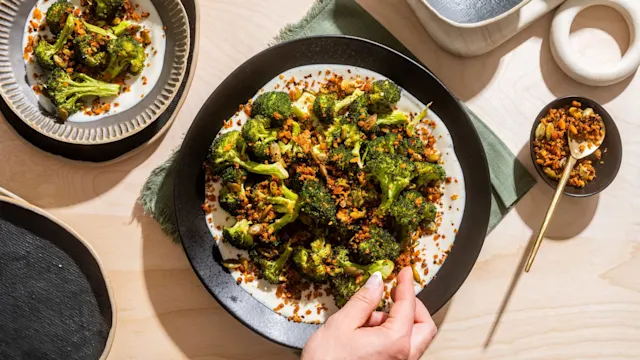 Spicy Roasted Broccoli with Creamy Tofu
