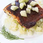 Keto Blackened Salmon with Cucumber Relish and Cauliflower
