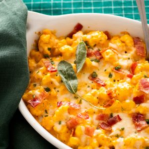 Pumpkin Cauliflower Mac and Cheese with Bacon Recipe | @Atkins