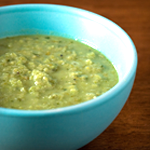 Creamy Garlic Zucchini and Pea Soup Recipe | @Atkins