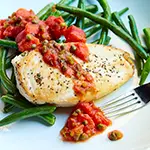 Spicy Tomato-Jalapeno Chicken Breast with Sauteed Green Beans