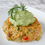 Keto Fresh Salmon Cakes with Avocado Tartar Sauce Recipe | @Atkins