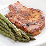 Pork Chop with Roasted Asparagus and Red Pepper with Dijon and Thyme Recipe | @Atkins